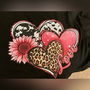 Love is the Message on this Roomy 3XL Tee Shirt Cow & Leopard Hearts Top Plus!